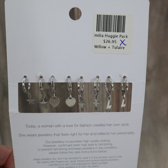 Emilia Huggie Pack Earrings Set Of 4‎ Women's O/S Silver Gifting Holiday Present - Picture 4 of 6